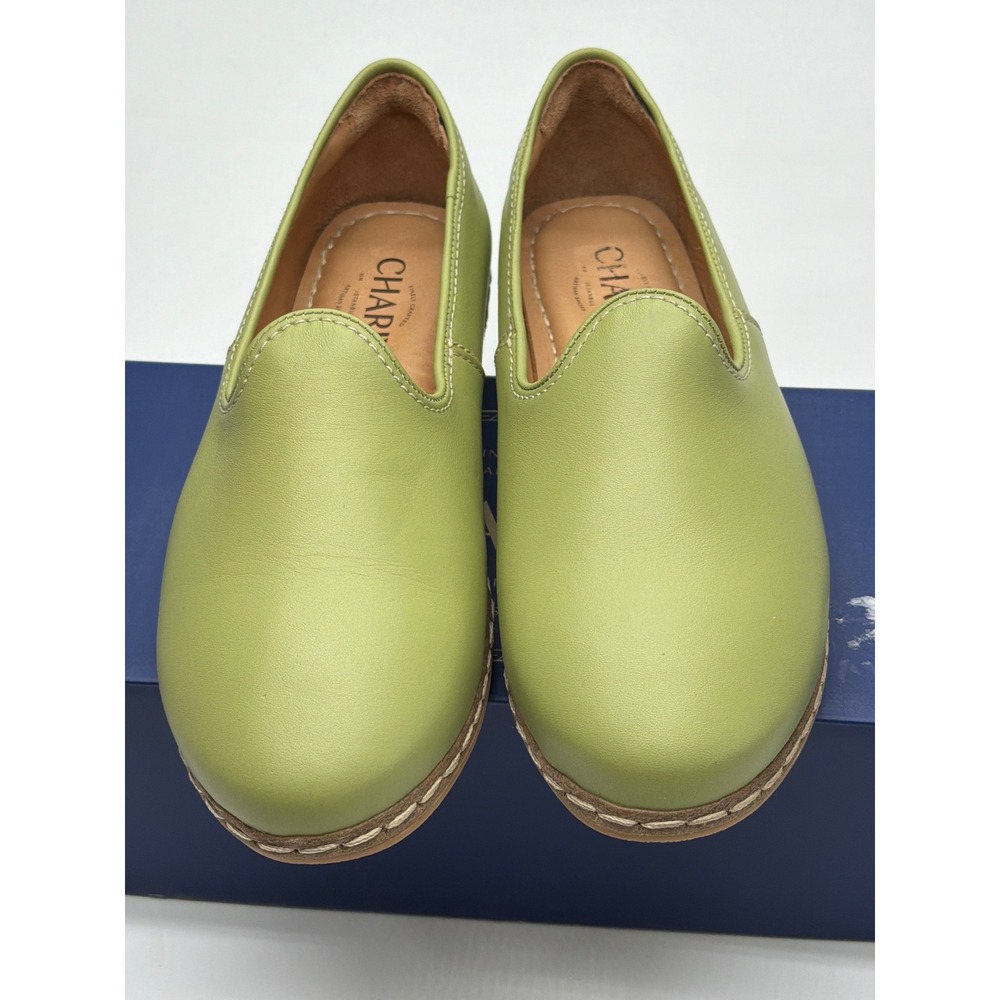Charix Artisan Leather Loafers Lime Green Womens Slip On Flats Size 39 - Picture 4 of 12